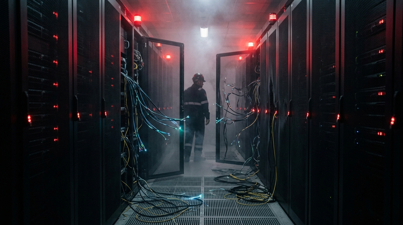 OpenAI, Anthropic ve xAI logoları üzerinde HTTP 503 servis kesintisi ve küresel altyapı çöküş grafiği