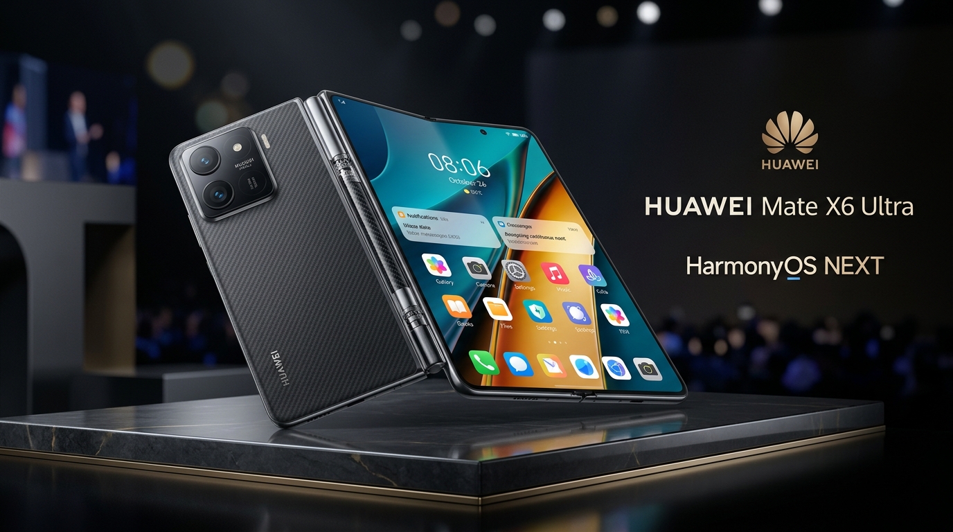 Huawei Mate X6 Ultra katlanabilir amiral gemisi telefonun karbon fiber gövdesi ve HarmonyOS NEXT akıcı arayüzü
