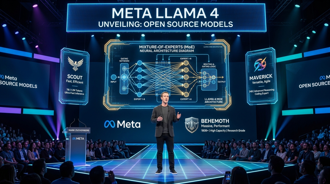 Mark Zuckerberg Meta Llama 4 Scout, Maverick ve Behemoth açık kaynak modellerini tanıtırken