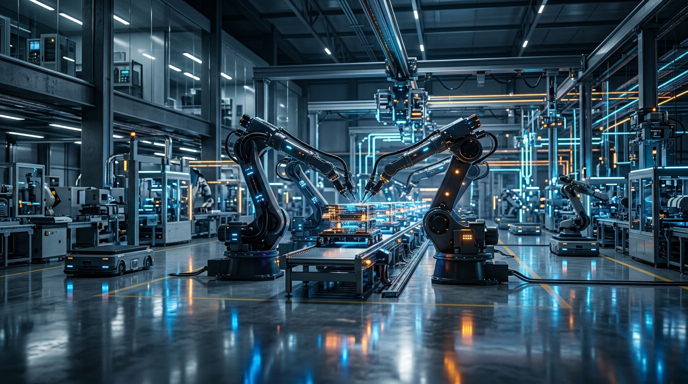 Nebulons AI OPTIMUM destekli otonom robotik üretim hattı ve akıllı fabrika