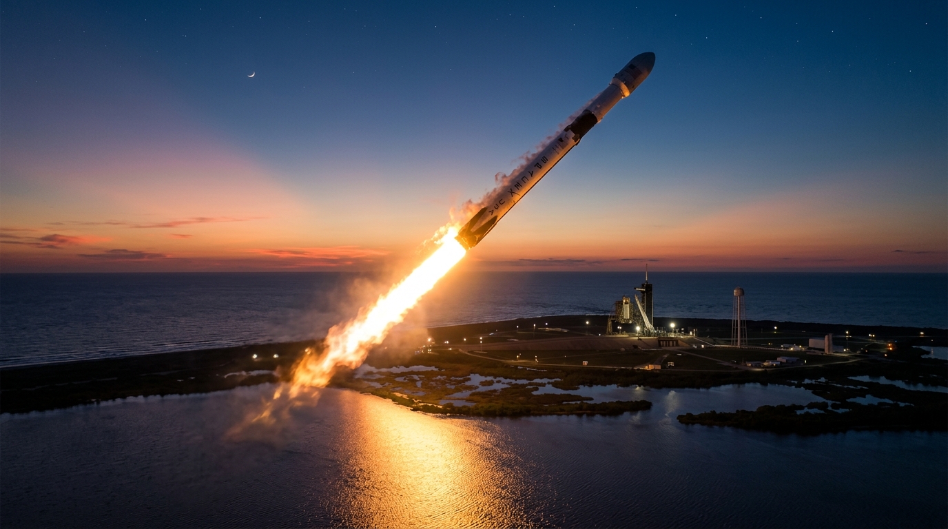 SpaceX Falcon 9 roketinin gün batımında 100. görev fırlatılışı