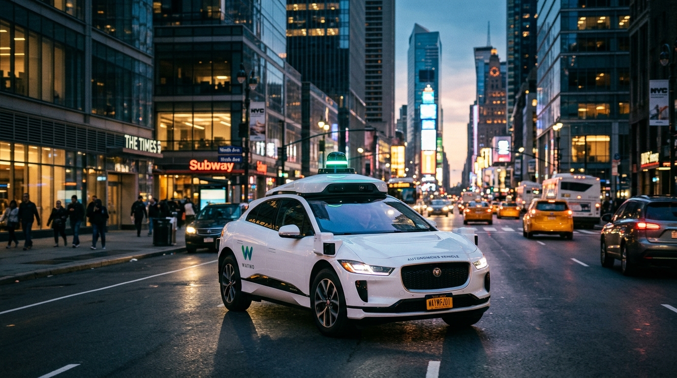 Waymo otonom robotaksi aracı şehir caddesinde sürüş gerçekleştiriyor